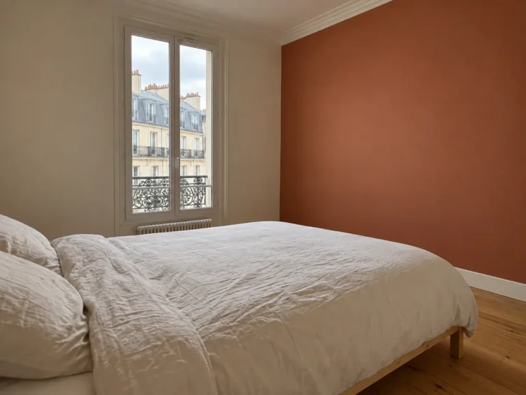 Chambre aux murs terre cuite à Paris, angle complémentaire 2