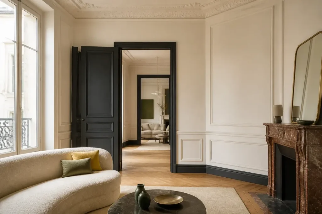 Appartement parisien aux moulures peintes dans le 1er arrondissement