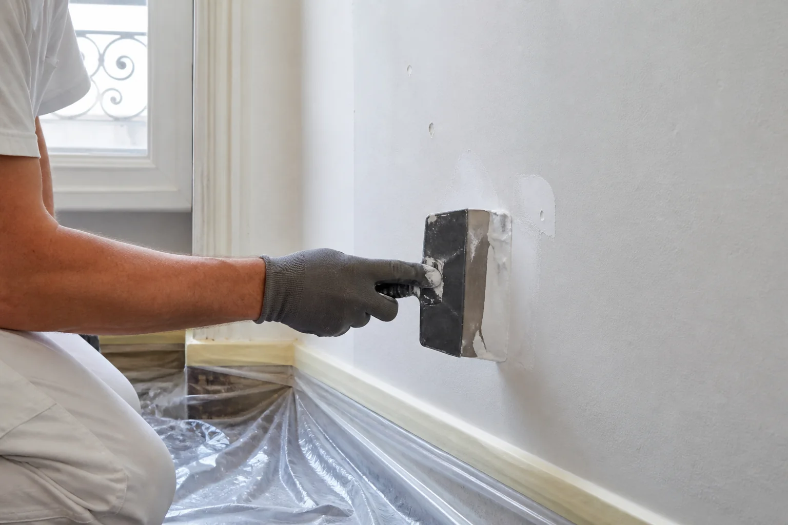 Préparation d’un mur avant mise en peinture